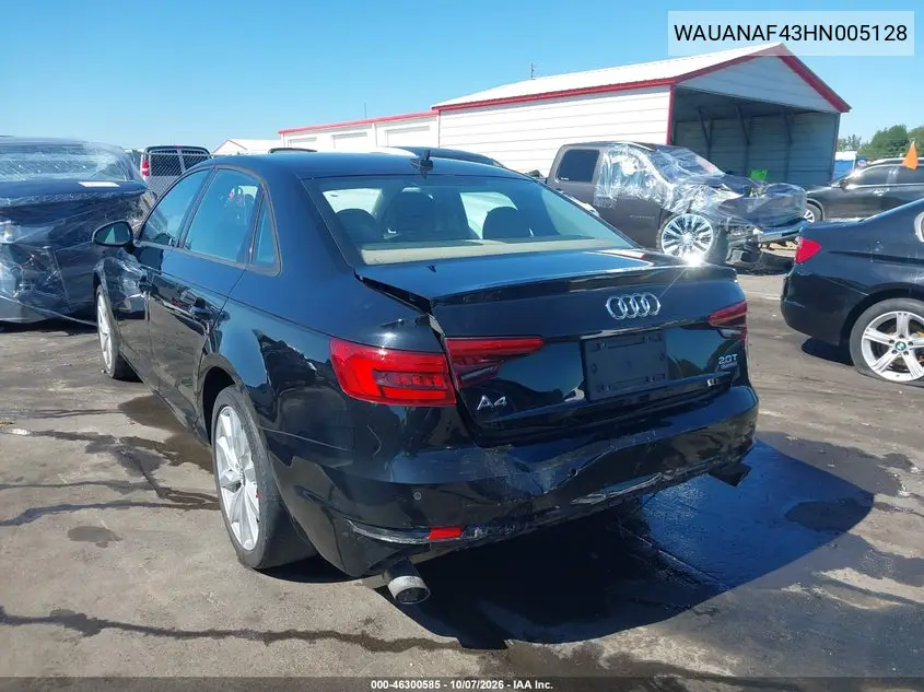 2017 AUDI A4 VIN WAUANAF43HN005128 — фото 3