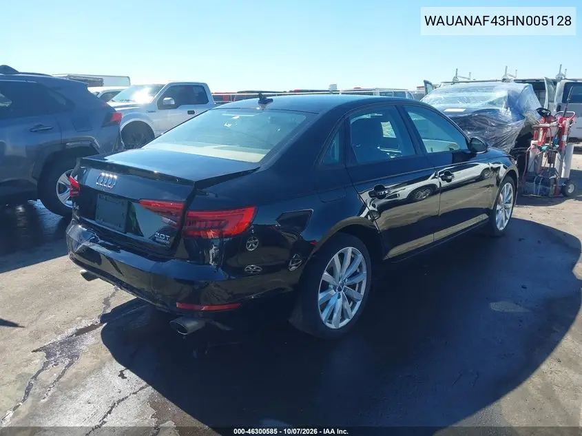 2017 AUDI A4 VIN WAUANAF43HN005128 — фото 4