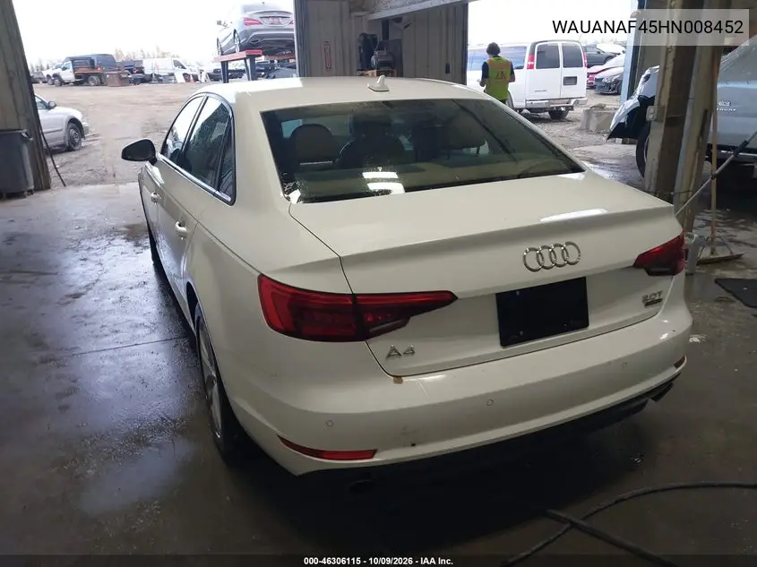 2017 AUDI A4 VIN WAUANAF45HN008452 — фото 3