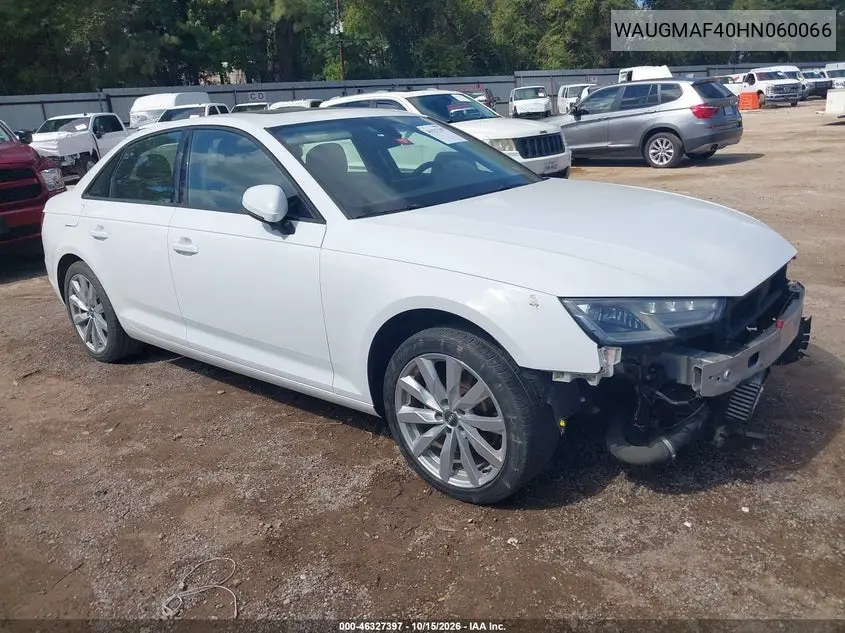 AUDI A4 2017, VIN WAUGMAF40HN060066