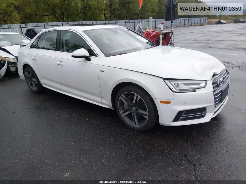 AUDI A4 2017, VIN WAUENAF41HN010359