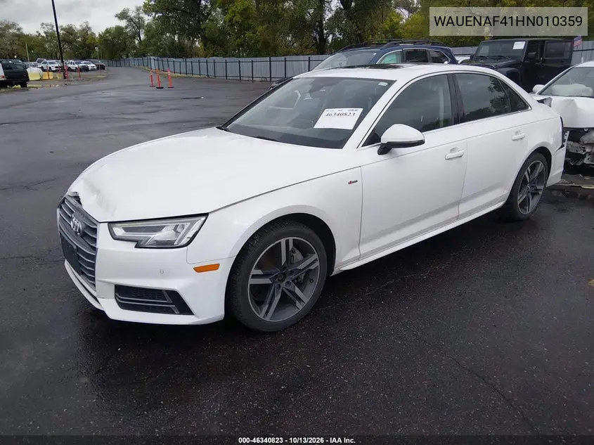 2017 AUDI A4 VIN WAUENAF41HN010359 — фото 2