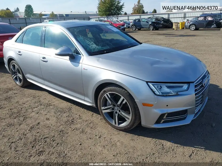 AUDI A4 2017, VIN WAUENAF46HN064370
