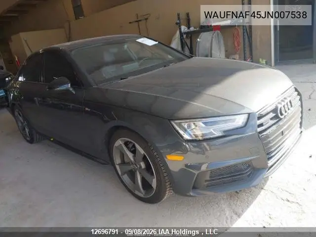 AUDI A4 2018, VIN WAUFNAF45JN007538