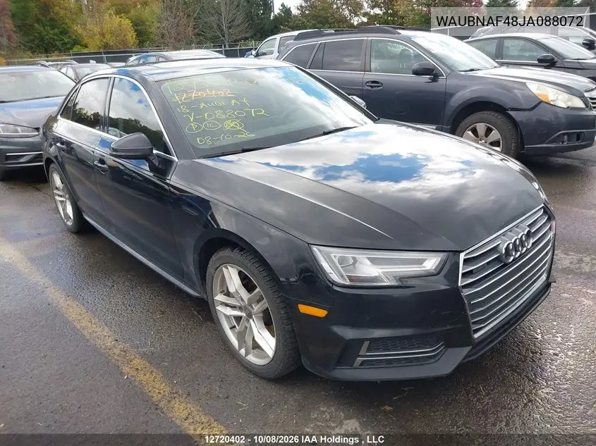 AUDI A4 2018, VIN WAUBNAF48JA088072