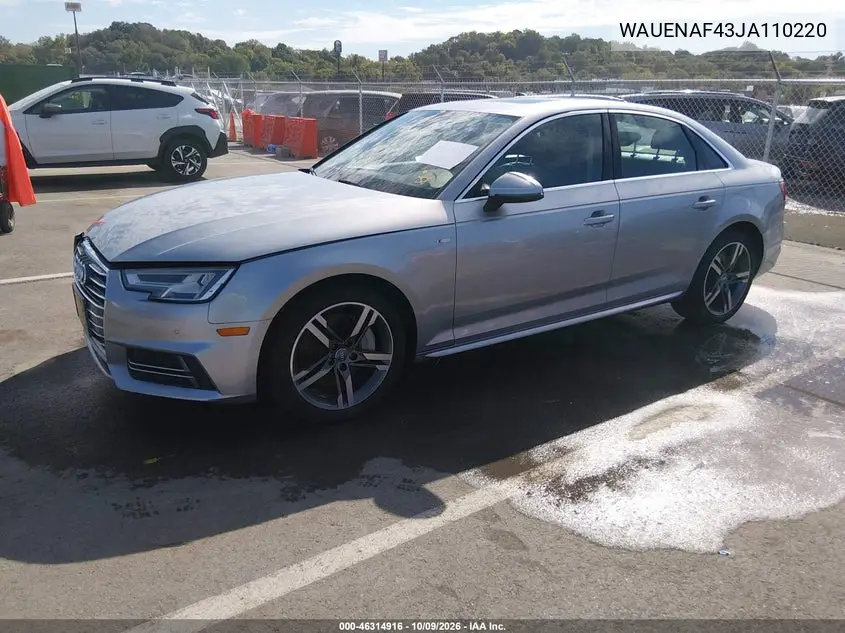 2018 AUDI A4 VIN WAUENAF43JA110220 — фото 2
