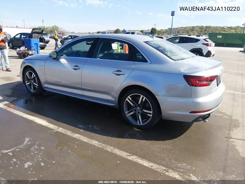 2018 AUDI A4 VIN WAUENAF43JA110220 — фото 3