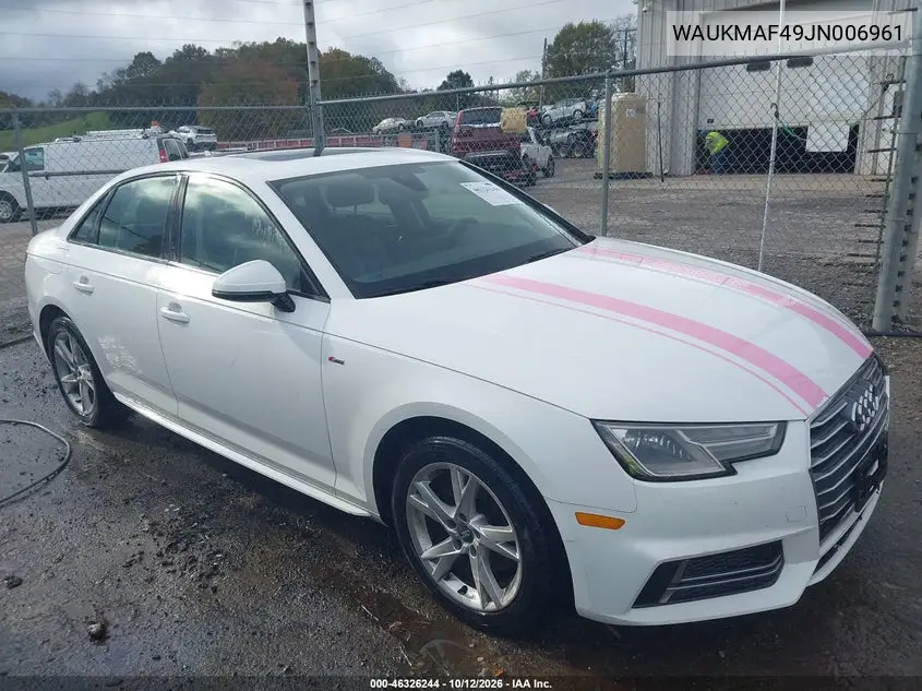 AUDI A4 2018, VIN WAUKMAF49JN006961