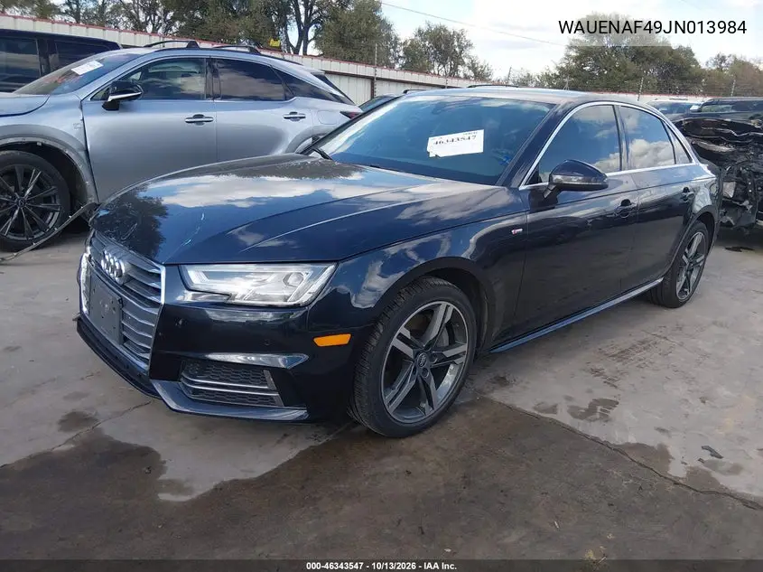 2018 AUDI A4 VIN WAUENAF49JN013984 — фото 2