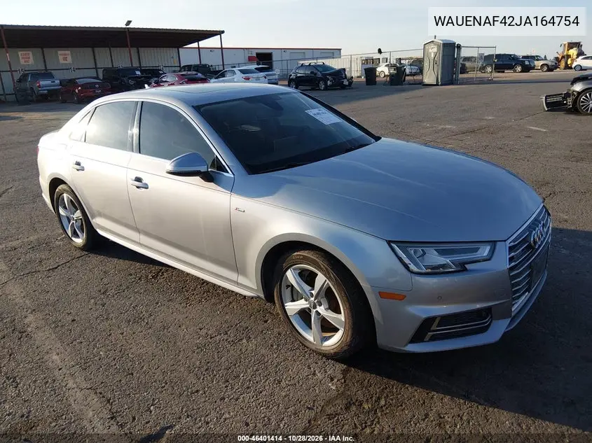 AUDI A4 2018, VIN WAUENAF42JA164754