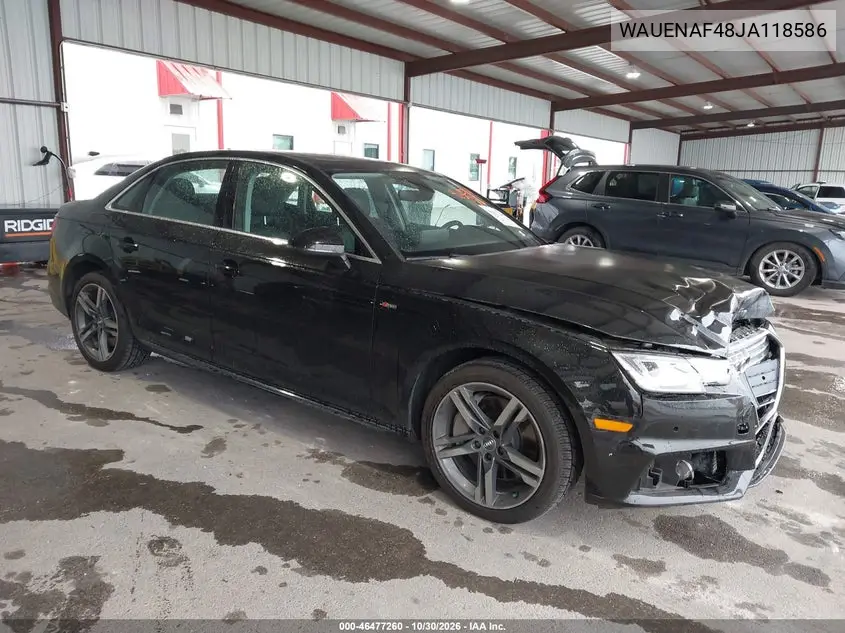 AUDI A4 2018, VIN WAUENAF48JA118586