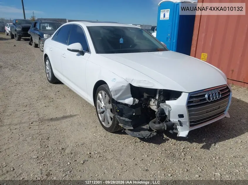 AUDI A4 2019, VIN WAUANAF4XKA010132