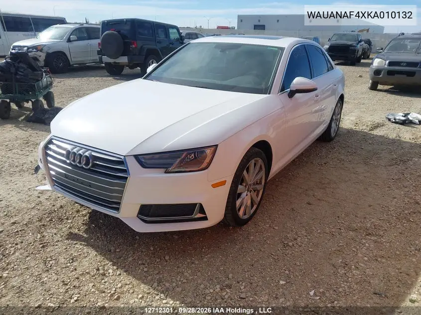 2019 AUDI A4 VIN WAUANAF4XKA010132 — фото 2