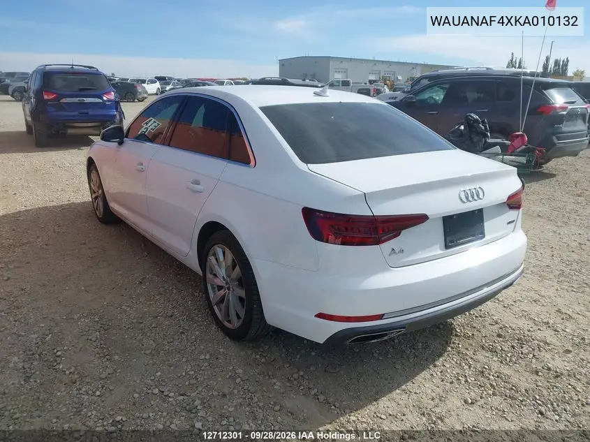 2019 AUDI A4 VIN WAUANAF4XKA010132 — фото 3