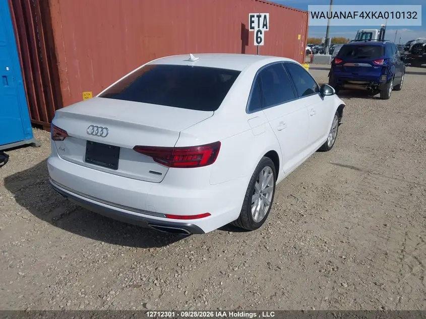 2019 AUDI A4 VIN WAUANAF4XKA010132 — фото 4