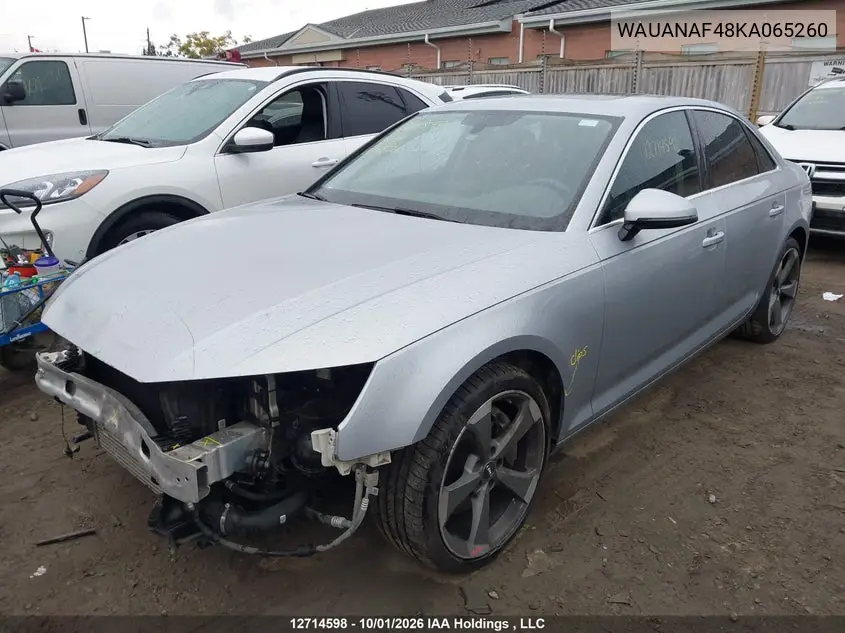 2019 AUDI A4 VIN WAUANAF48KA065260 — фото 2