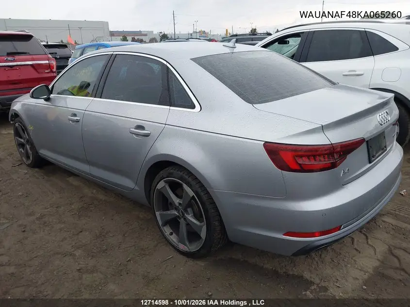 2019 AUDI A4 VIN WAUANAF48KA065260 — фото 3