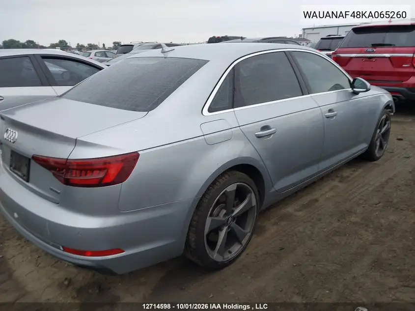 2019 AUDI A4 VIN WAUANAF48KA065260 — фото 4
