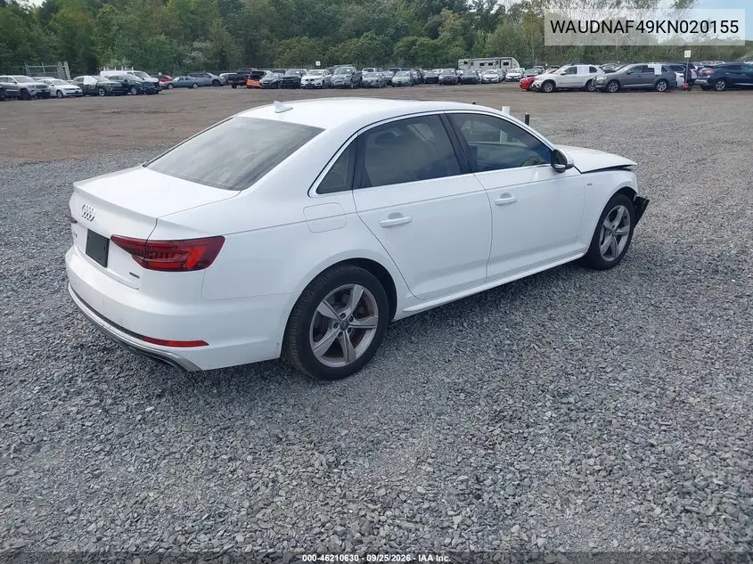 2019 AUDI A4 VIN WAUDNAF49KN020155 — фото 4