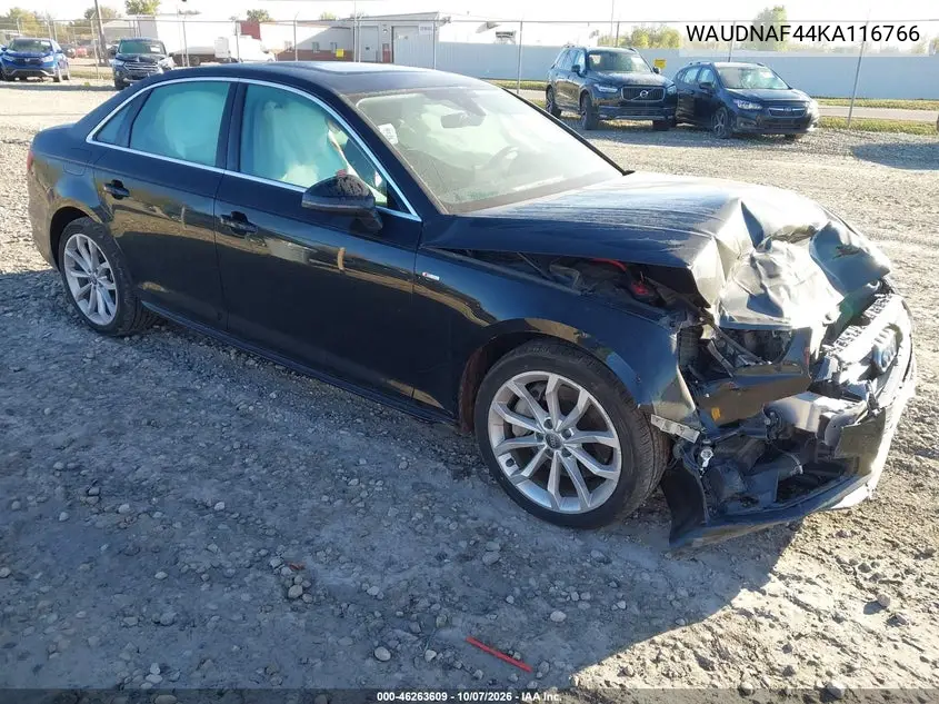 AUDI A4 2019, VIN WAUDNAF44KA116766