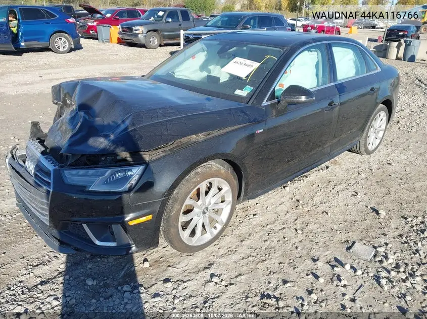 2019 AUDI A4 VIN WAUDNAF44KA116766 — фото 2