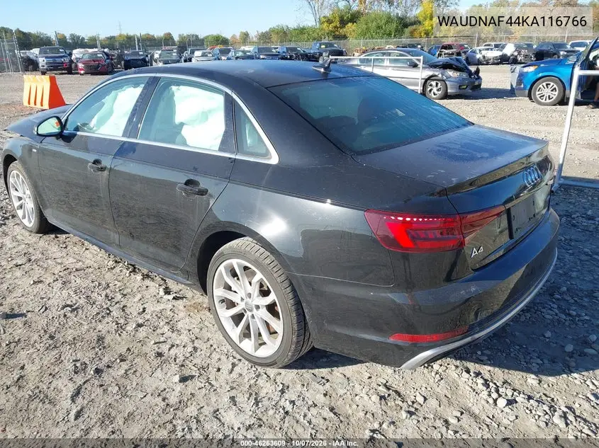 2019 AUDI A4 VIN WAUDNAF44KA116766 — фото 3