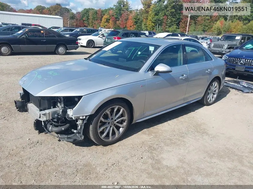 2019 AUDI A4 VIN WAUENAF46KN019551 — фото 2
