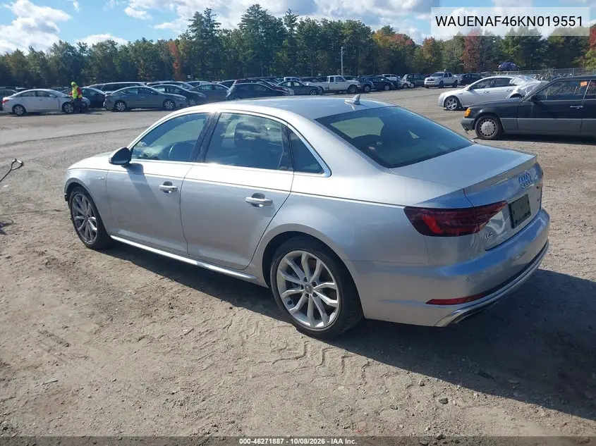 2019 AUDI A4 VIN WAUENAF46KN019551 — фото 3