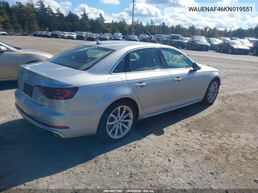 2019 AUDI A4 VIN WAUENAF46KN019551 — фото 4