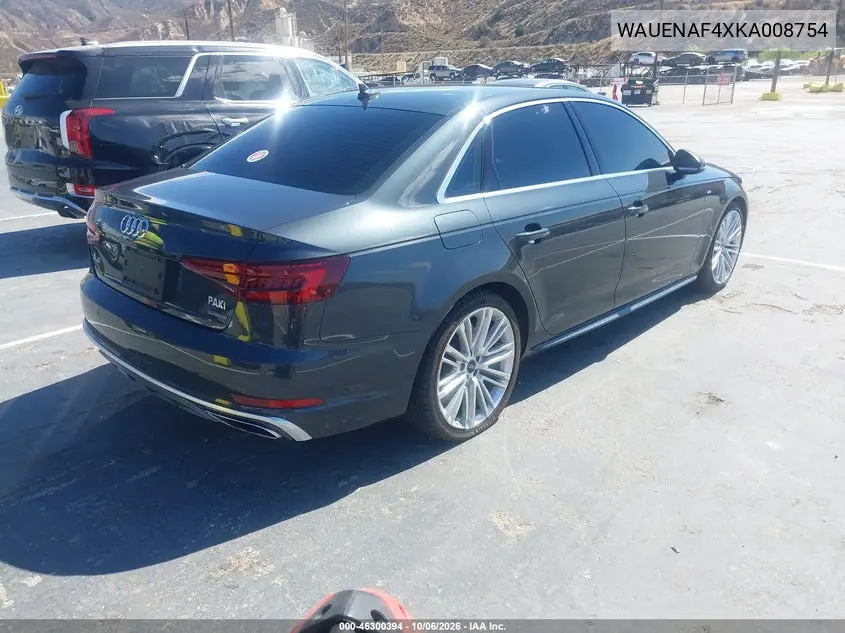 2019 AUDI A4 VIN WAUENAF4XKA008754 — фото 4