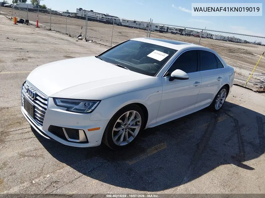 2019 AUDI A4 VIN WAUENAF41KN019019 — фото 2