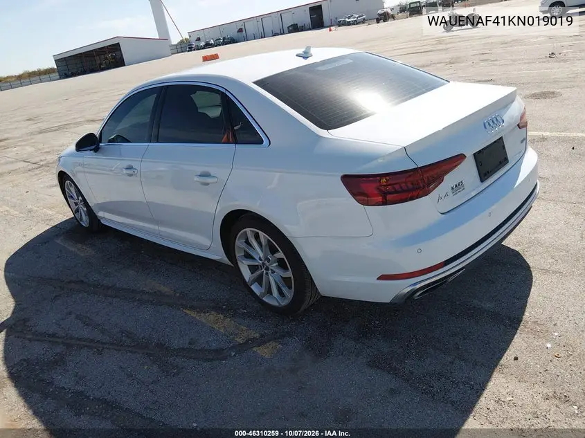 2019 AUDI A4 VIN WAUENAF41KN019019 — фото 3