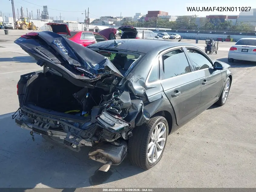 2019 AUDI A4 VIN WAUJMAF42KN011027 — фото 4