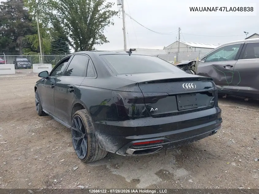 2020 AUDI A4 VIN WAUANAF47LA048838 — фото 3