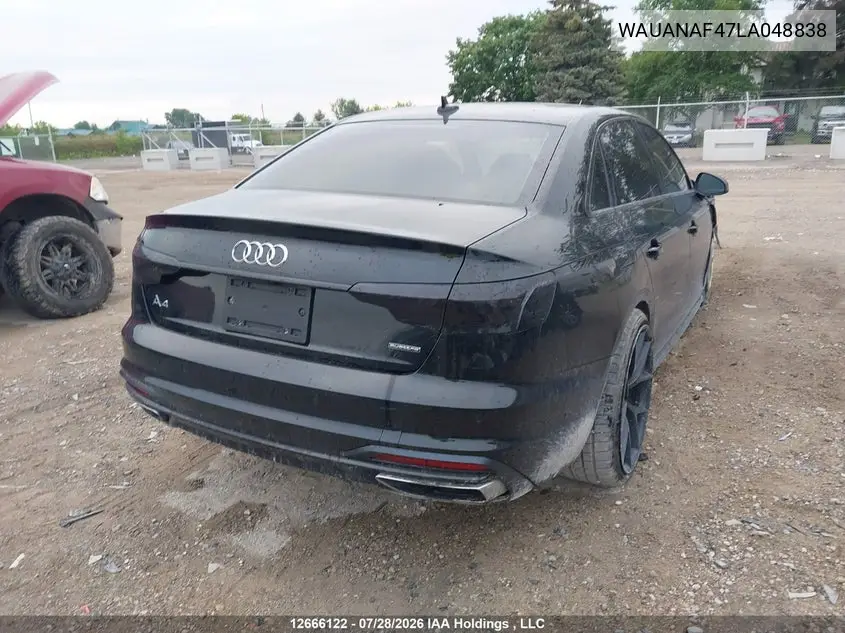 2020 AUDI A4 VIN WAUANAF47LA048838 — фото 4