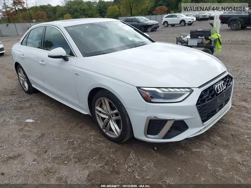 AUDI A4 2020, VIN WAUENAF44LN004886