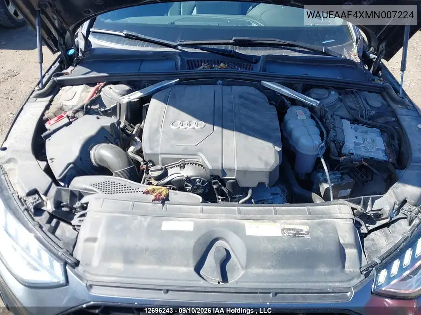 2021 AUDI A4 VIN WAUEAAF4XMN007224 — фото 10
