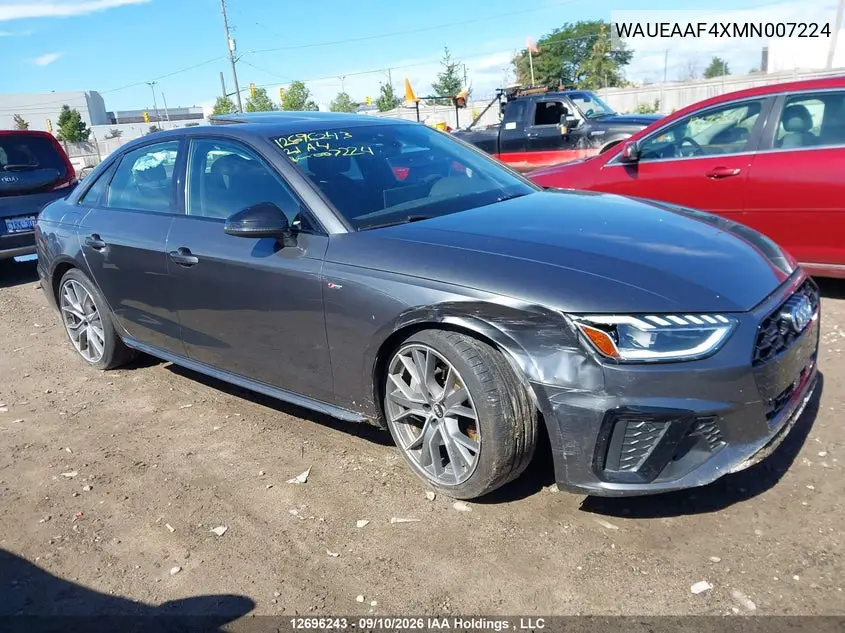 2021 AUDI A4 VIN WAUEAAF4XMN007224 — фото 13
