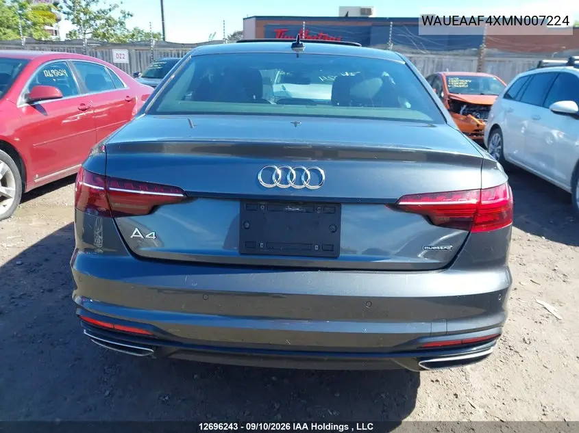 2021 AUDI A4 VIN WAUEAAF4XMN007224 — фото 16