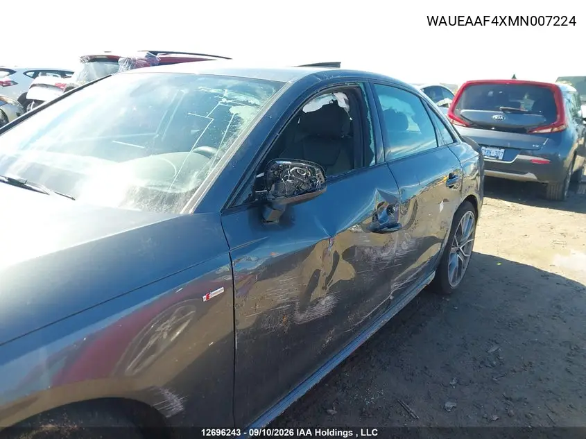 2021 AUDI A4 VIN WAUEAAF4XMN007224 — фото 6