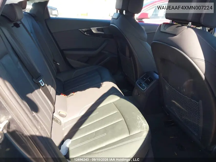 2021 AUDI A4 VIN WAUEAAF4XMN007224 — фото 8