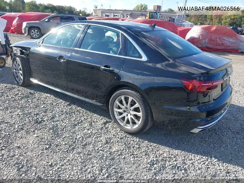 2021 AUDI A4 VIN WAUABAF48MA026566 — фото 3