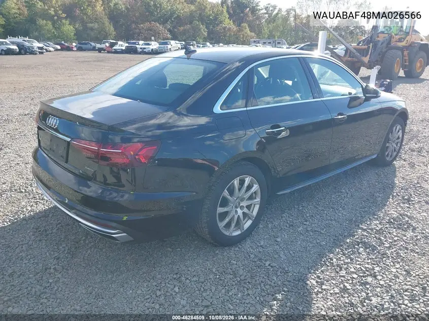 2021 AUDI A4 VIN WAUABAF48MA026566 — фото 4