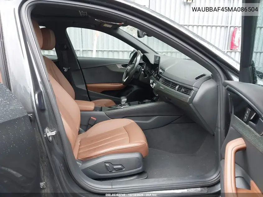 2021 AUDI A4 VIN WAUBBAF45MA086504 — фото 5