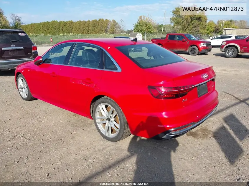 2024 AUDI A4 VIN WAUEAAF47RN012873 — фото 3