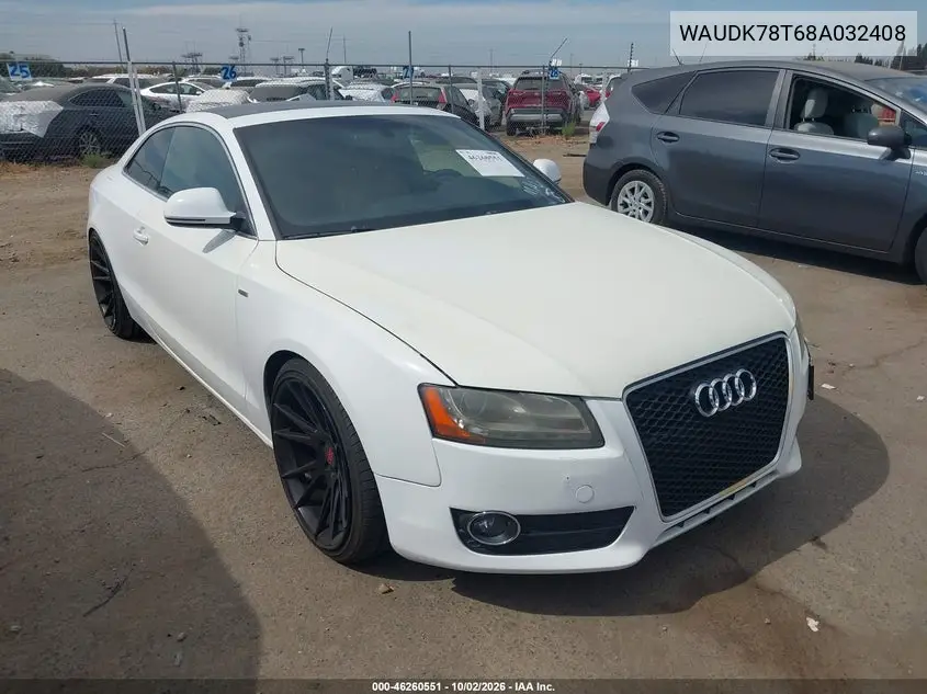 AUDI A5 2008, VIN WAUDK78T68A032408