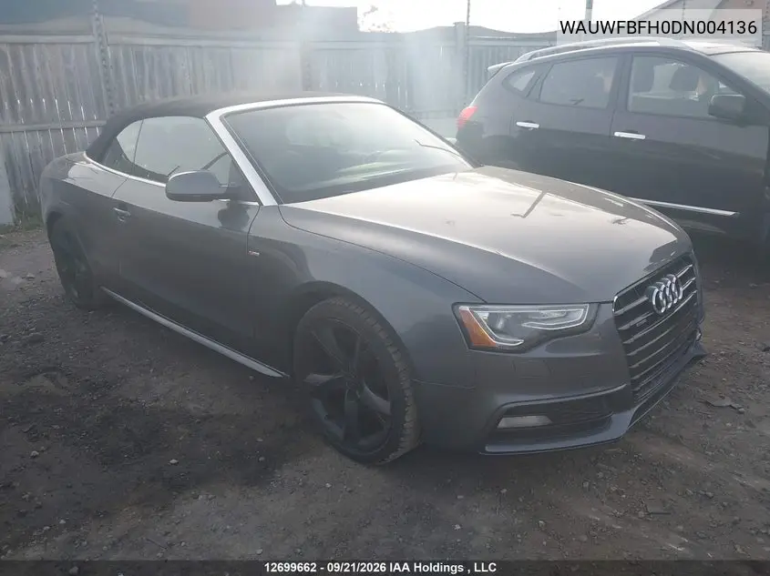 AUDI A5 2013, VIN WAUWFBFH0DN004136