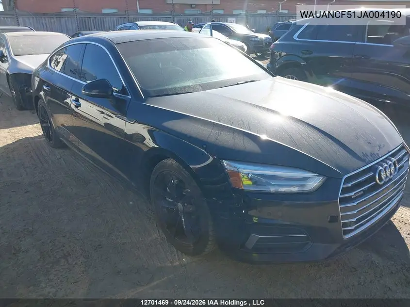 AUDI A5 2018, VIN WAUANCF51JA004190