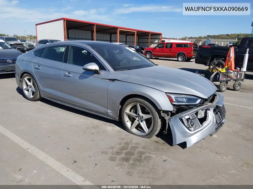 AUDI A5 2019, VIN WAUFNCF5XKA090669