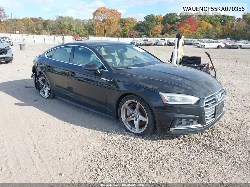 AUDI A5 2019, VIN WAUENCF55KA070356